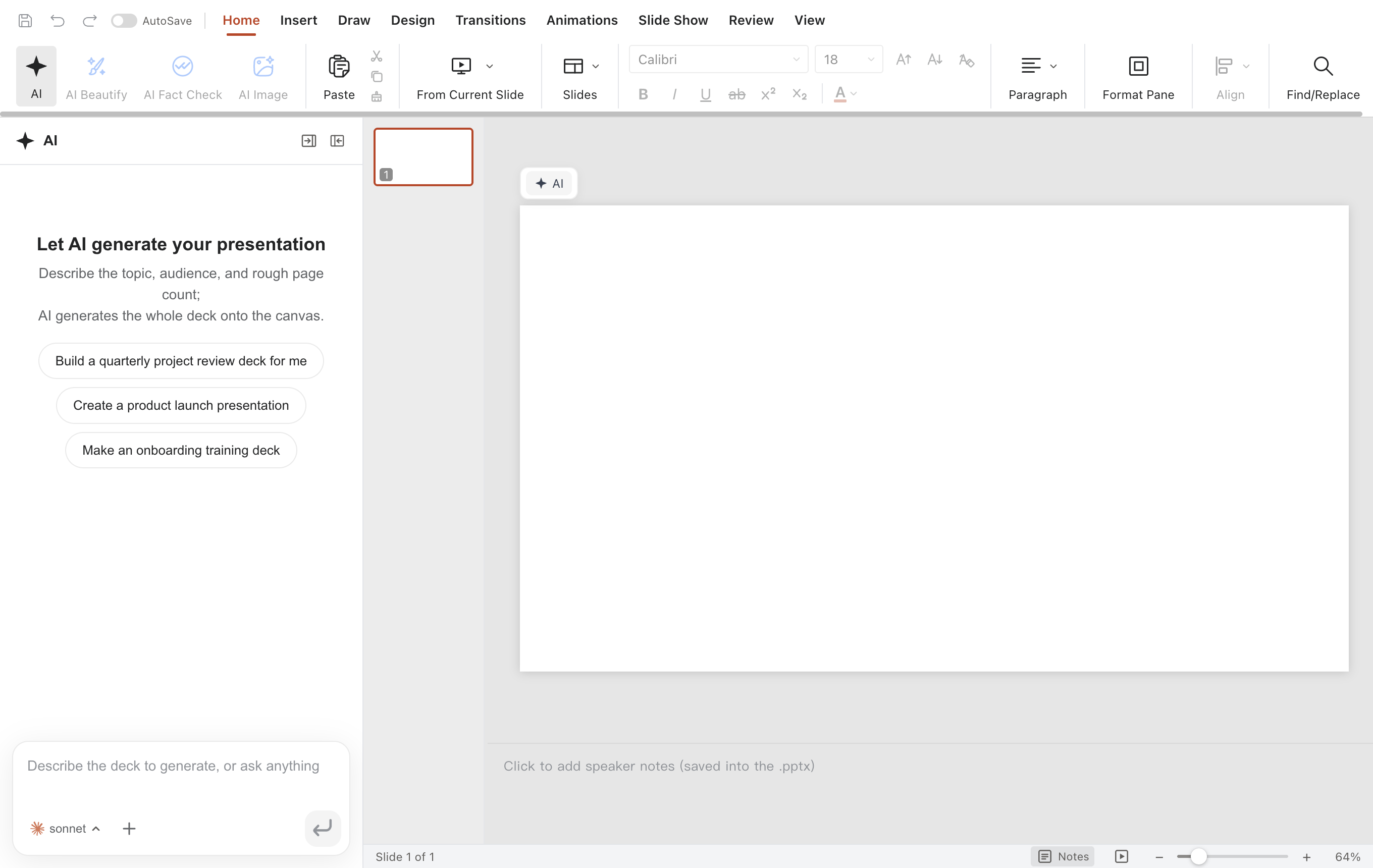SelfOffice Slides ready to generate a deck